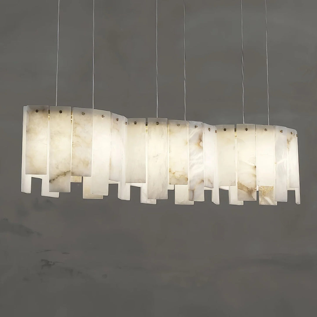 Alabaster Pendant Lamp with Gold & White Finish
