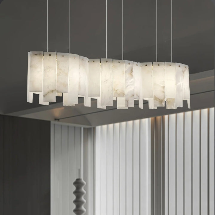 Alabaster Pendant Lamp with Gold & White Finish