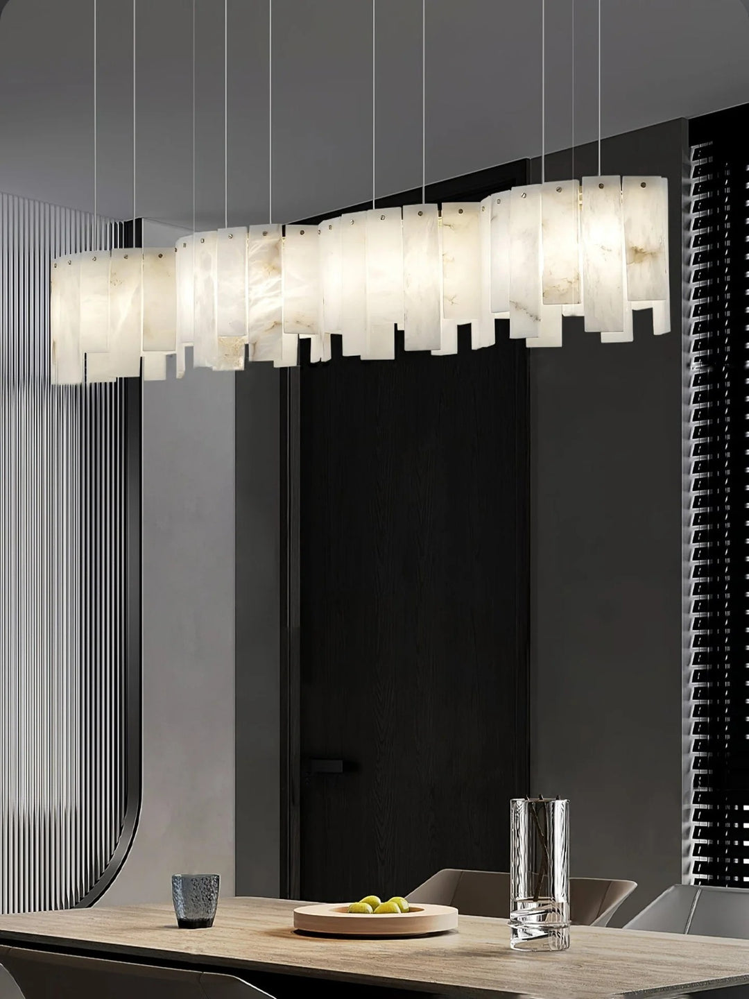 Alabaster Pendant Lamp with Gold & White Finish