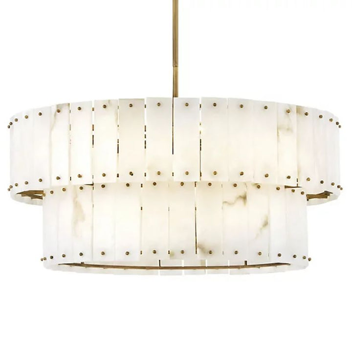 Alabaster Rancho  2-Tier Round Chandelier (34.25"D )