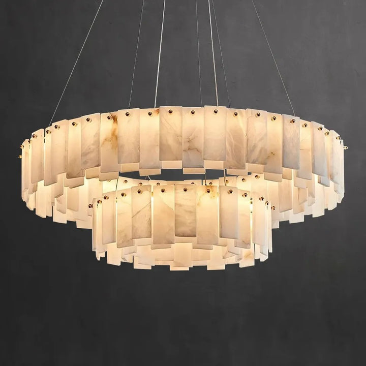 Alabaster Roma Halo Round 2 Tier Chandelier