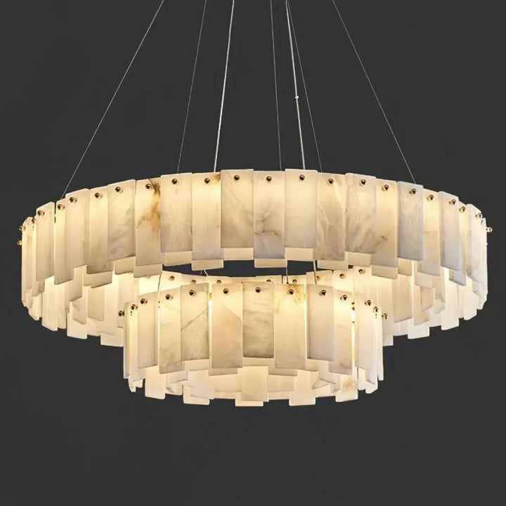 Alabaster Roma Halo Round 2 Tier Chandelier