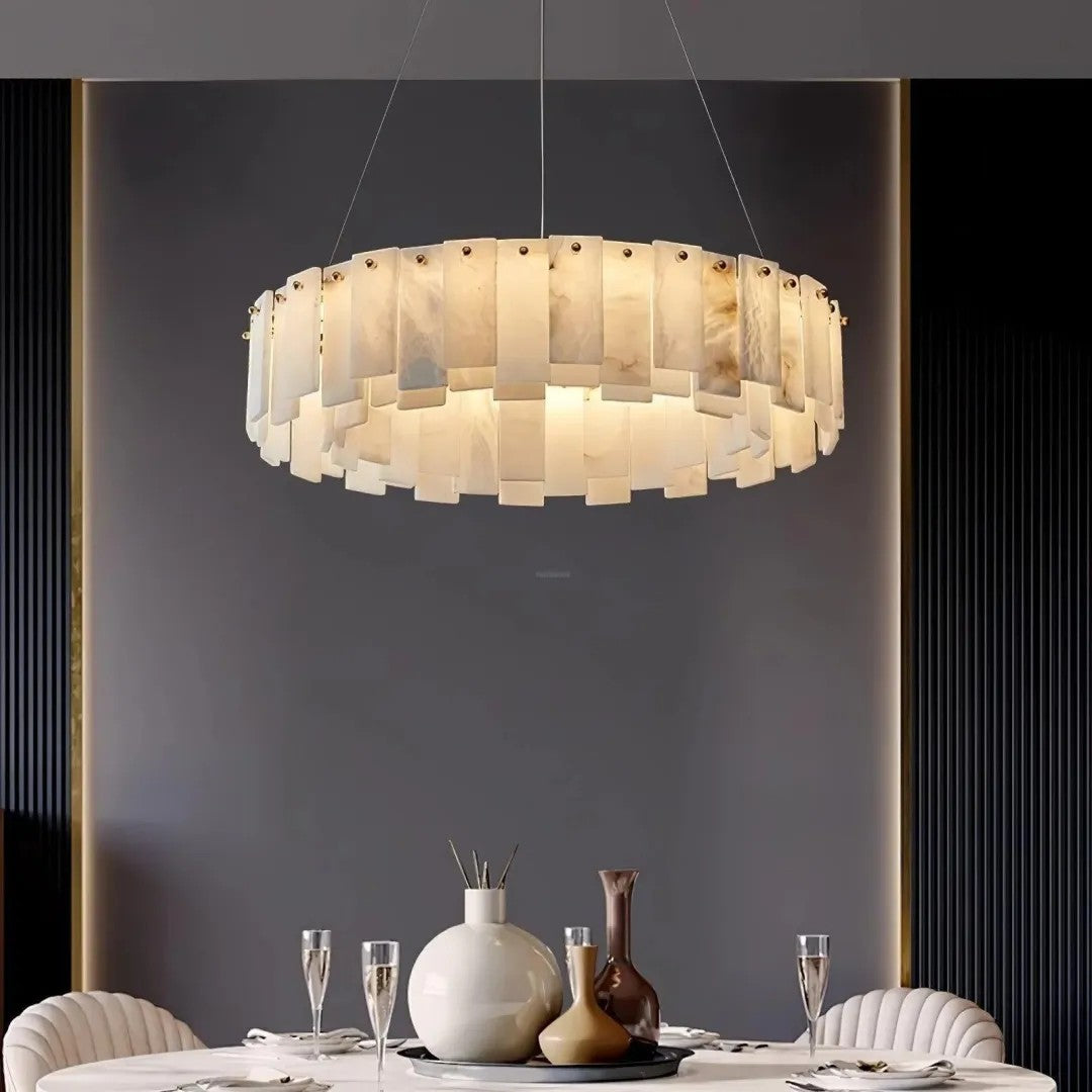 Alabaster Roma Halo Round Chandelier