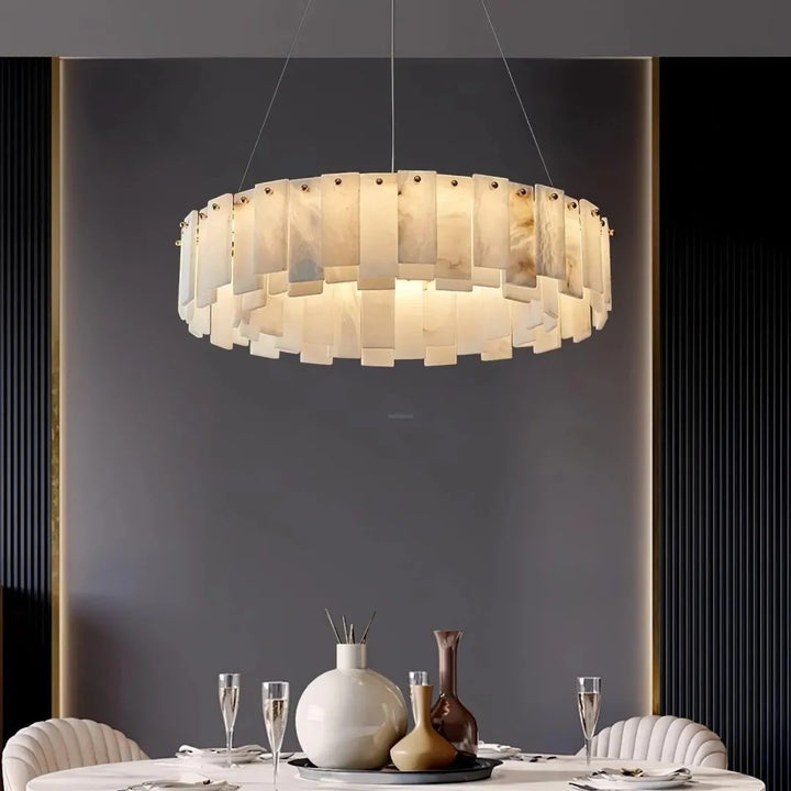 Alabaster Roma Halo Round Chandelier
