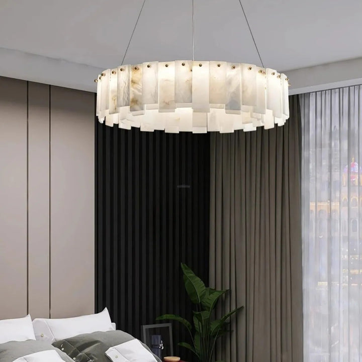 Alabaster Roma Halo Round Chandelier
