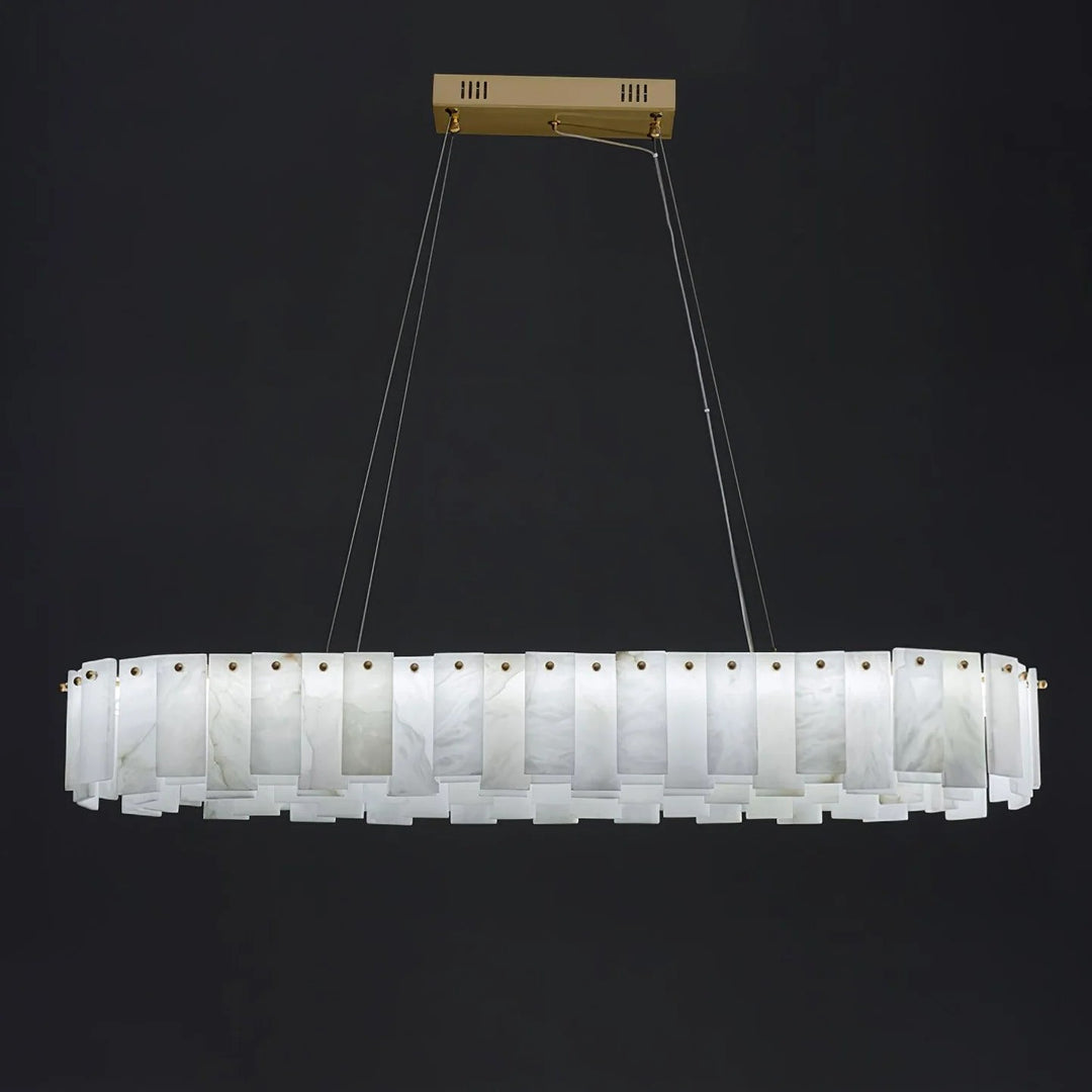Alabaster Round Brass & White Chandelier – Heavenly Glow