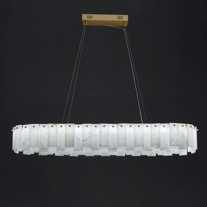 Alabaster Round Brass & White Chandelier – Heavenly Glow