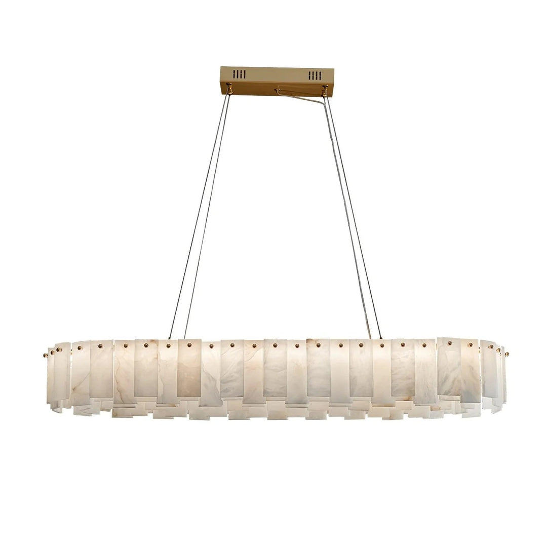 Alabaster Round Brass & White Chandelier – Heavenly Glow