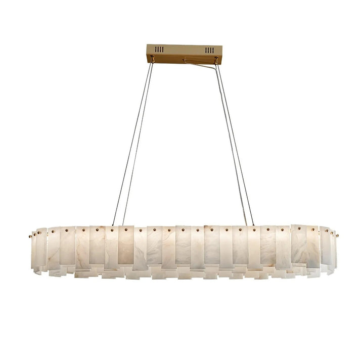 Alabaster Round Brass & White Chandelier – Heavenly Glow