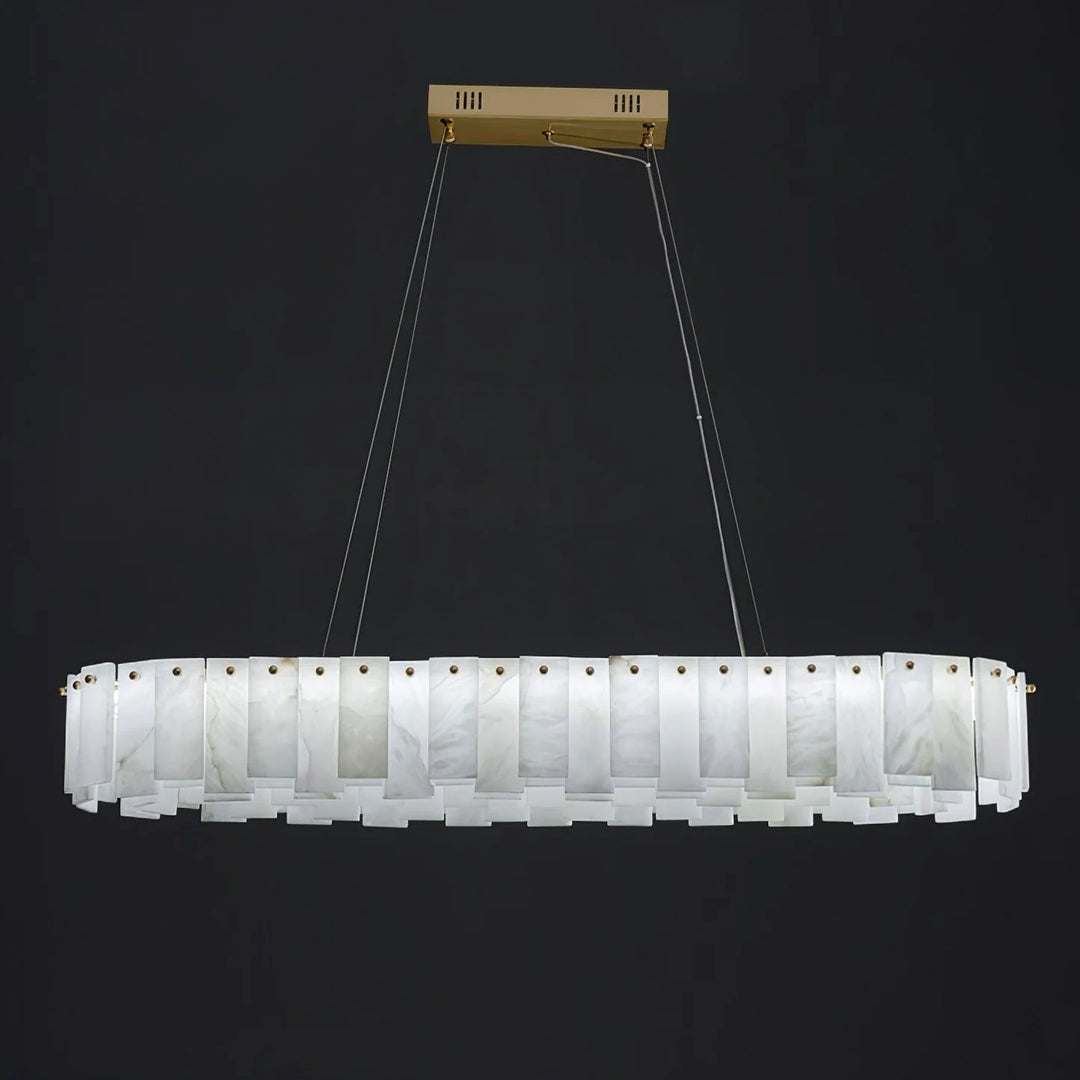 Alabaster Round Brass & White Chandelier – Heavenly Glow