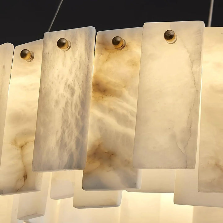 Alabaster Round Brass & White Chandelier – Heavenly Glow