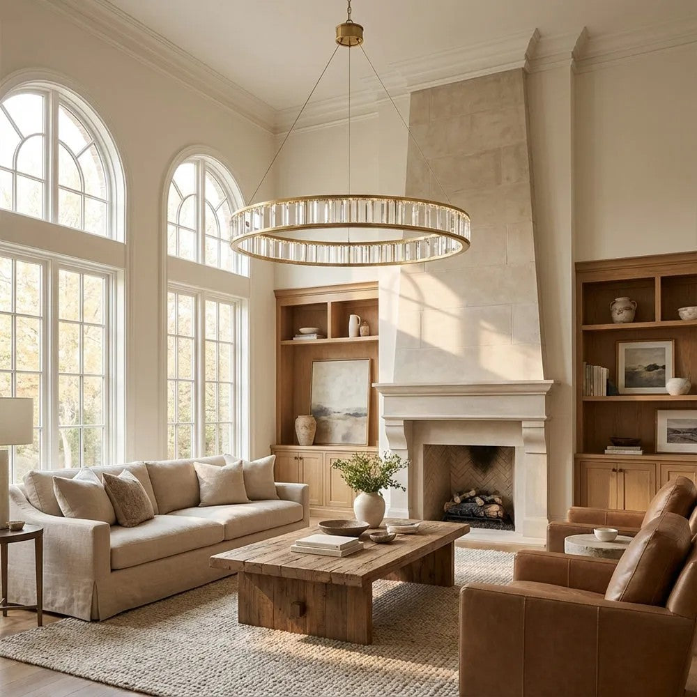 Alabaster Round LED Ring Chandelier 30"D