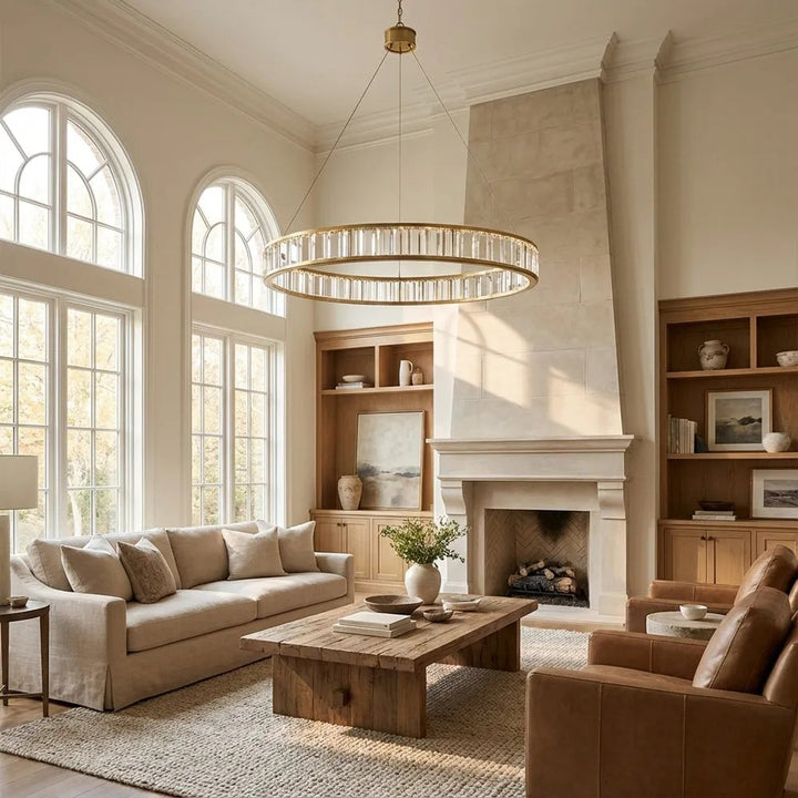 Alabaster Round LED Ring Chandelier 40"D