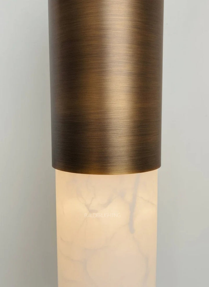 Alabaster Slim Brass Tube Wall Sconce