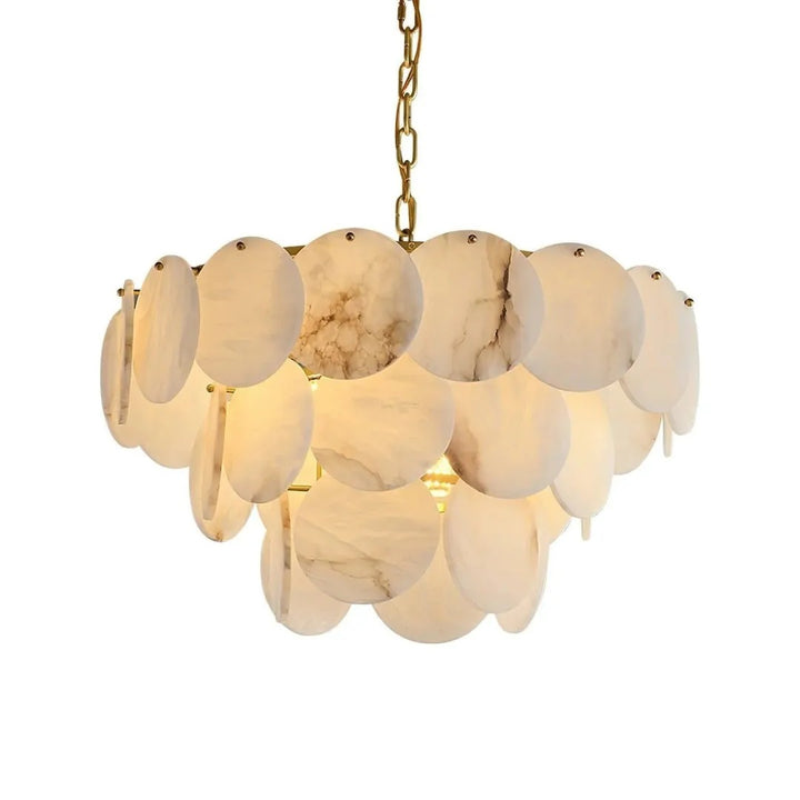 Alabaster Tusrsic Petal Cluster 3 Tier Chandelier