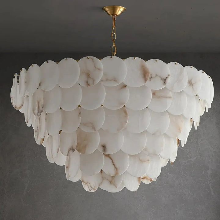 Alabaster Tusrsic Petal Cluster 6 Tier Chandelier