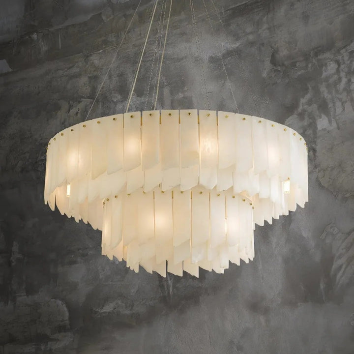 Alabaster Vaniun Round 2-Tier Chandelier