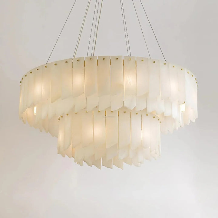 Alabaster Vaniun Round 2-Tier Chandelier