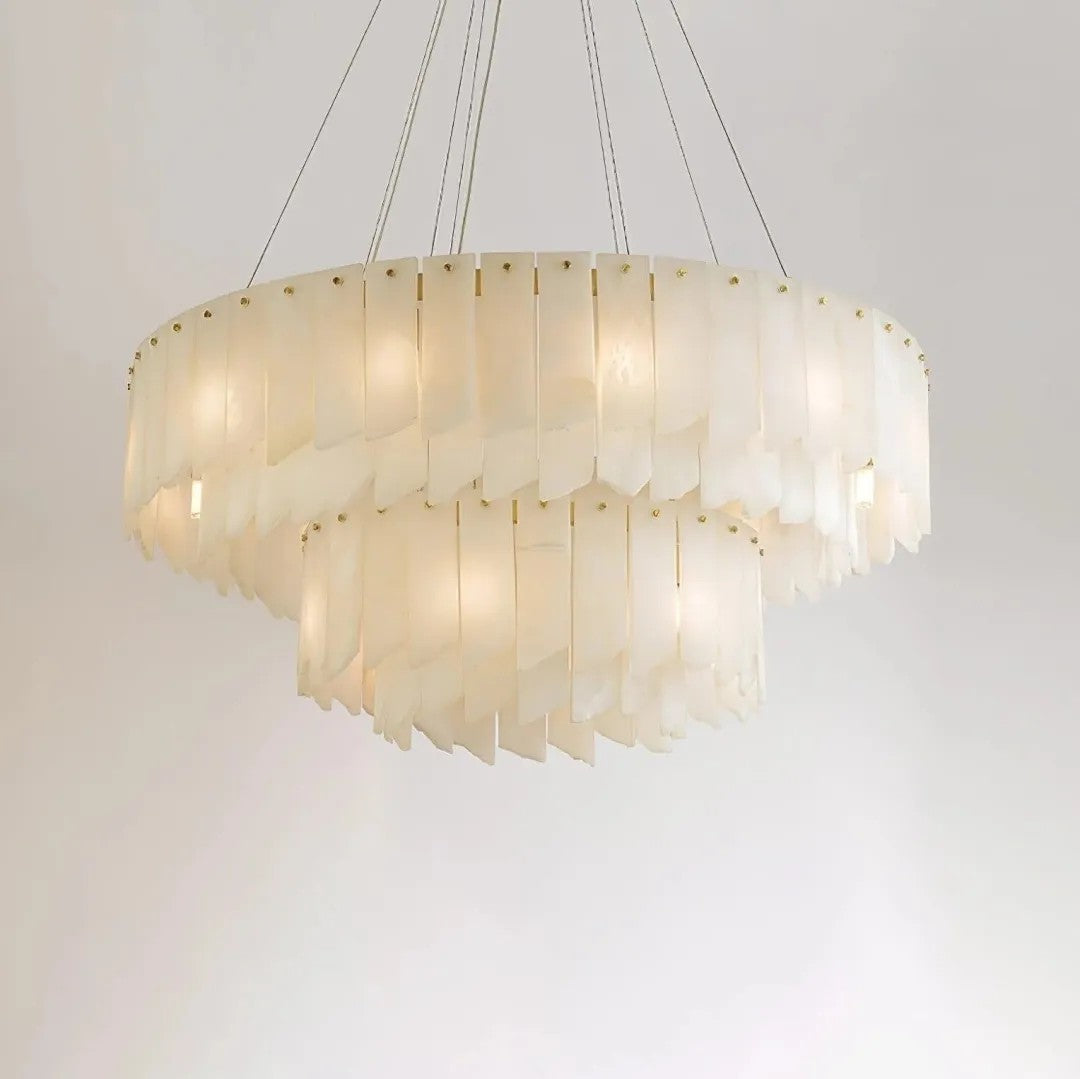 Alabaster Vaniun Round 2-Tier Chandelier