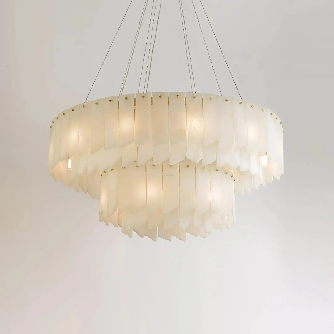 Alabaster Vaniun Round 2-Tier Chandelier