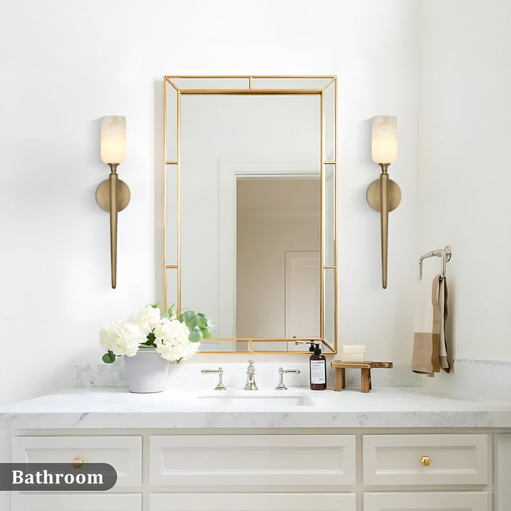 Alabaster 1 head Brass/Black Strip Wall Sconce for All Scene 21.6"