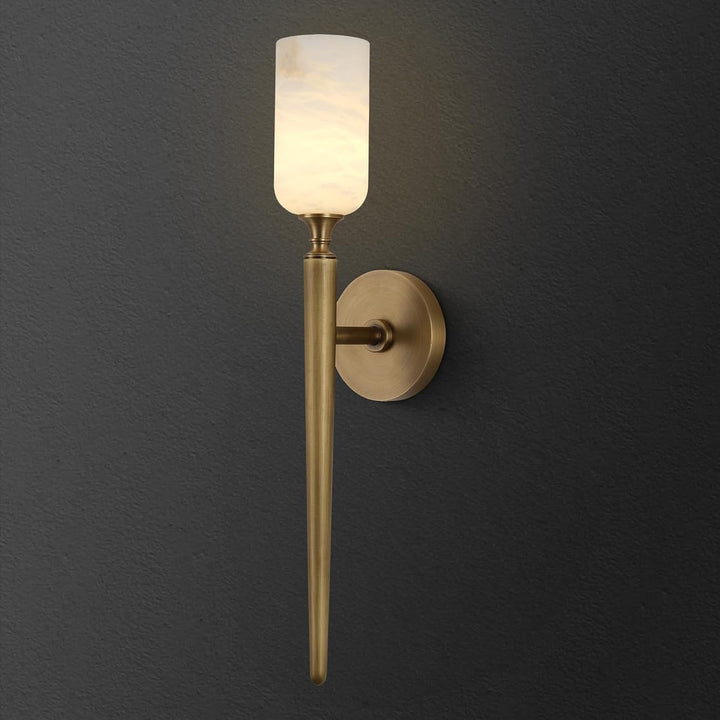 Alabaster 1 head Brass/Black Strip Wall Sconce for All Scene 21.6"