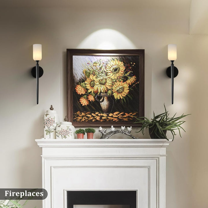 Alabaster 1 head Brass/Black Strip Wall Sconce for All Scene 21.6"