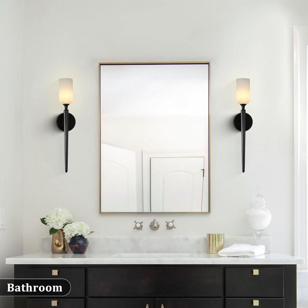 Alabaster 1 head Brass/Black Strip Wall Sconce for All Scene 21.6"
