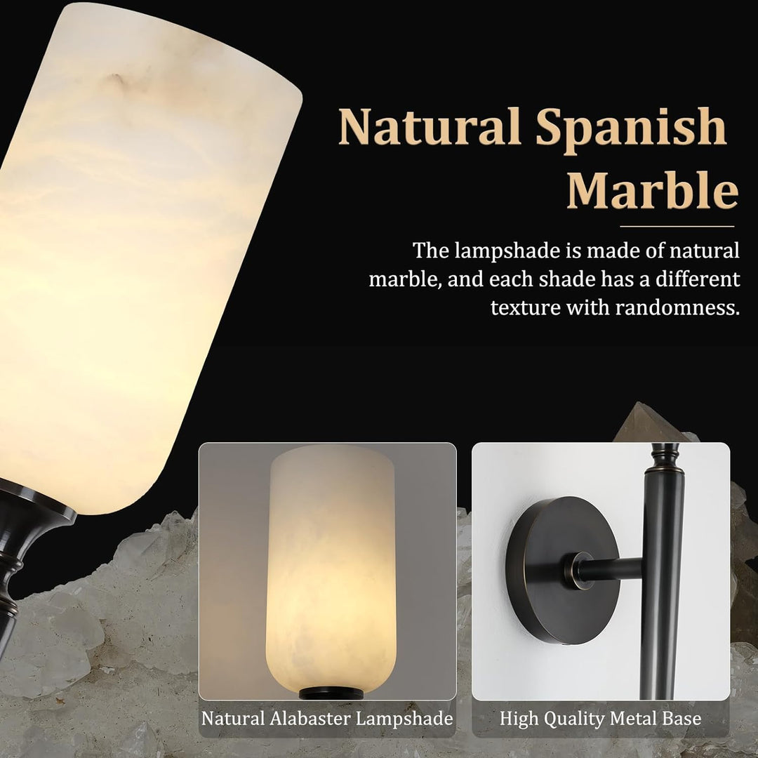 Alabaster 1 head Brass/Black Strip Wall Sconce for All Scene 21.6"