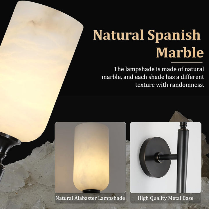Alabaster 1 head Brass/Black Strip Wall Sconce for All Scene 21.6"