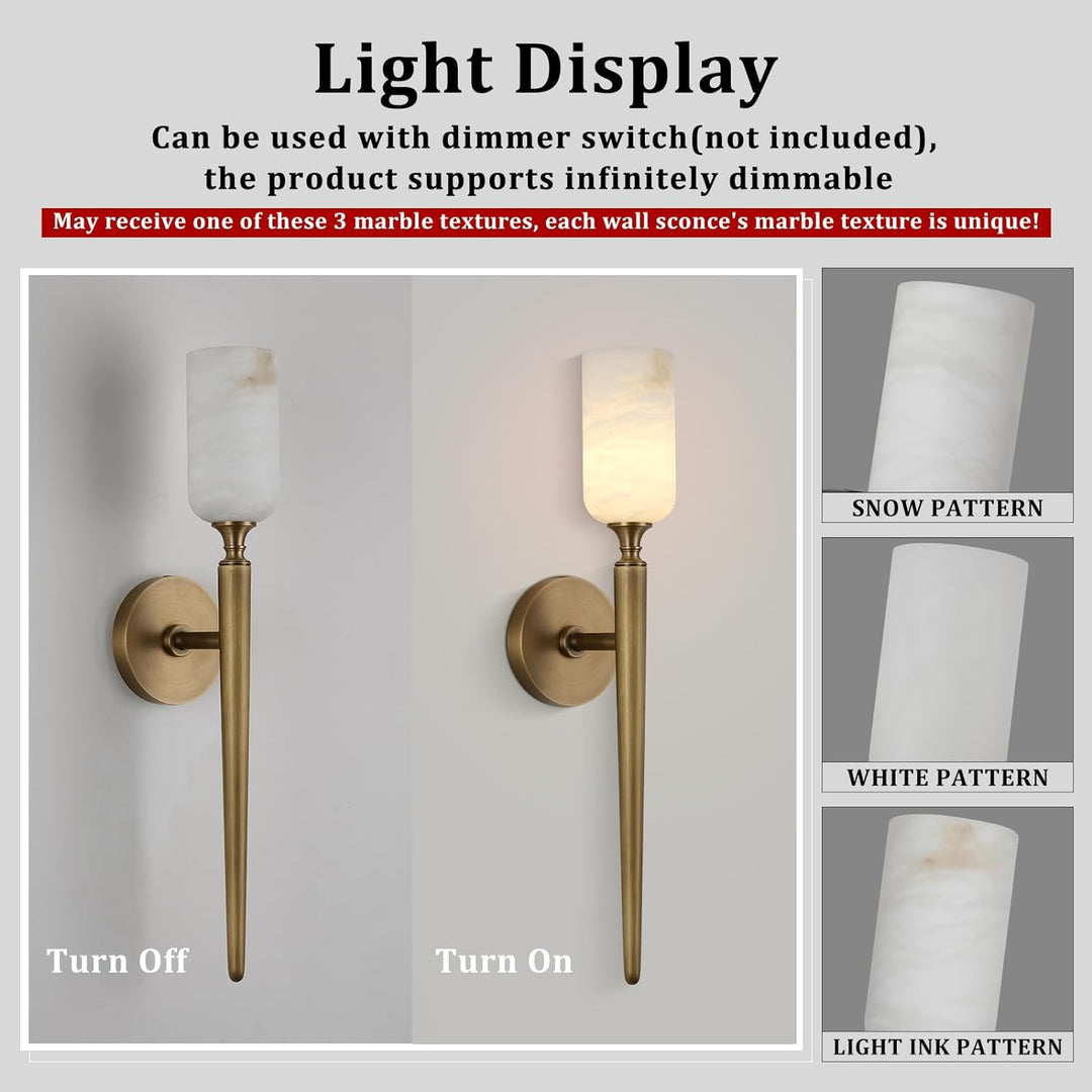 Alabaster 1 head Brass/Black Strip Wall Sconce for All Scene 21.6"