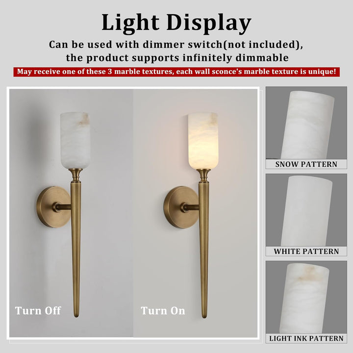 Alabaster 1 head Brass/Black Strip Wall Sconce for All Scene 21.6"