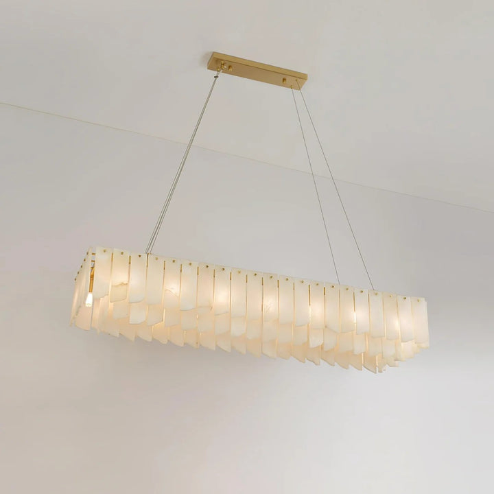 Alabaster Cascade Tiered Chandelier – Luxury Brass & White Ceiling Light