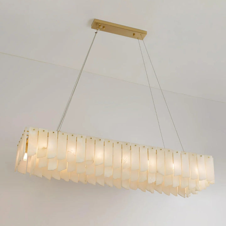 Alabaster Cascade Tiered Chandelier – Luxury Brass & White Ceiling Light