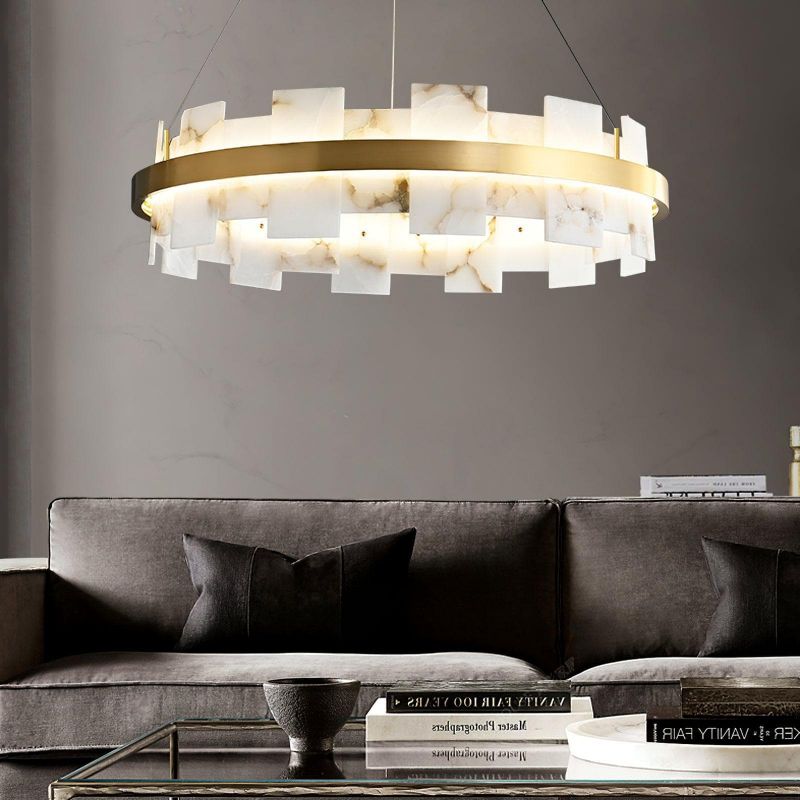 Alabaster Glo Modern Round Chandelier