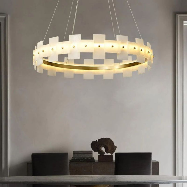 Alabaster Glo Modern Round Chandelier