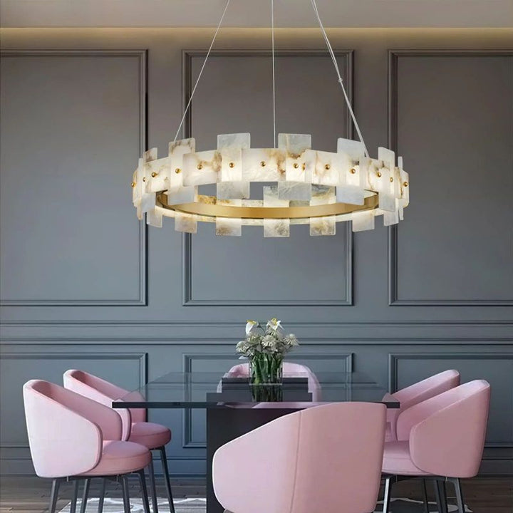 Alabaster Glo Modern Round Chandelier