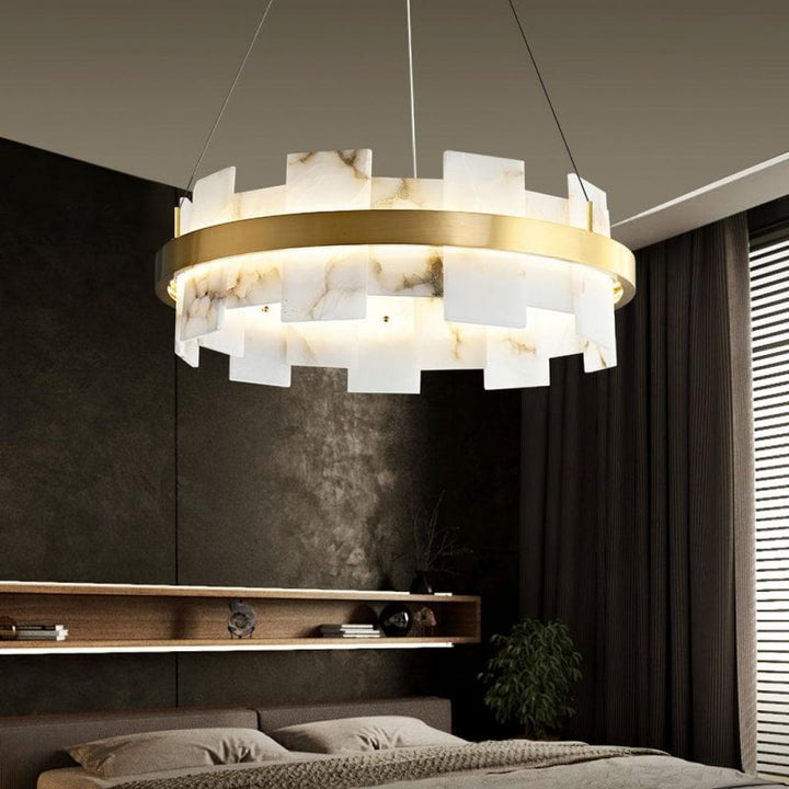 Alabaster Glo Modern Round Chandelier