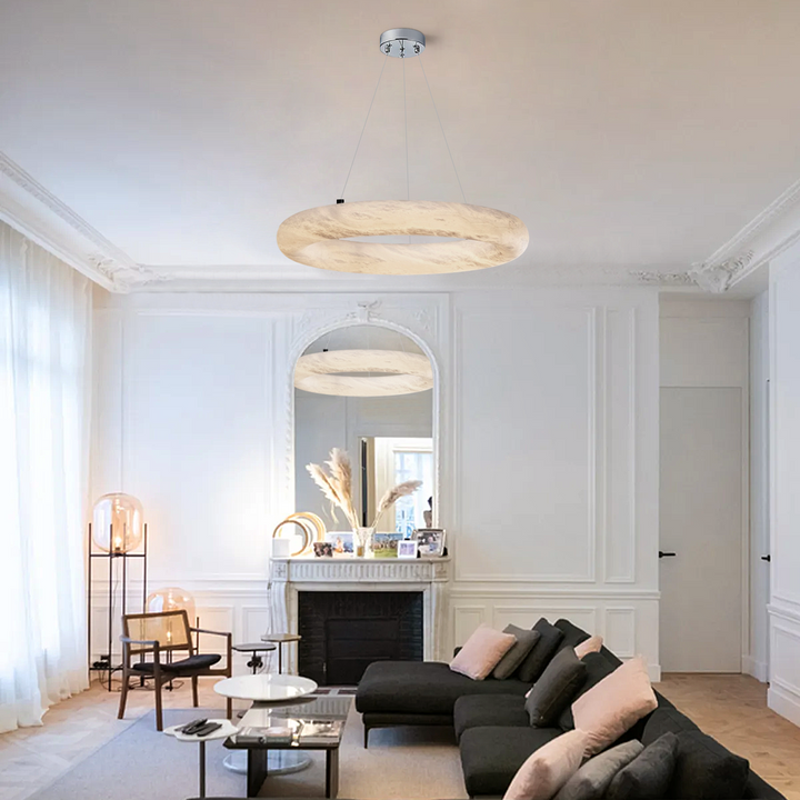 Alabaster Round BL Chandelier
