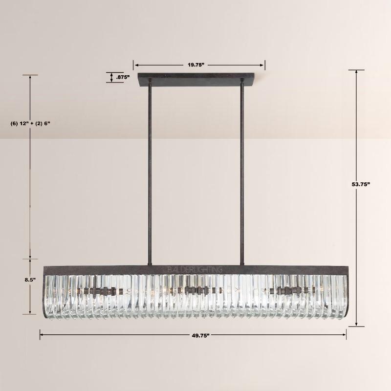 Alisa 6 Light Rectangular Chandelier 50"