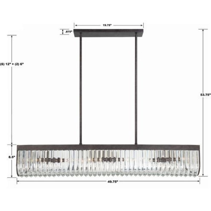 Alisa 6 Light Rectangular Chandelier 50"