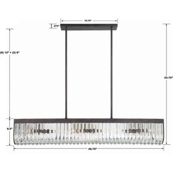 Alisa 6 Light Rectangular Chandelier 50"