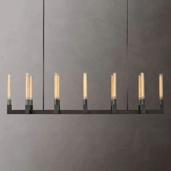 Amorra Glass Linear Dining Room Chandelier 67"