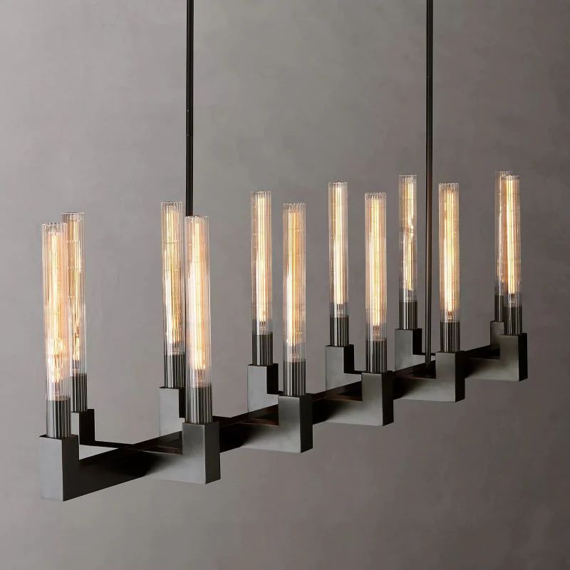 Amorra Glass Linear Dining Room Chandelier 67"