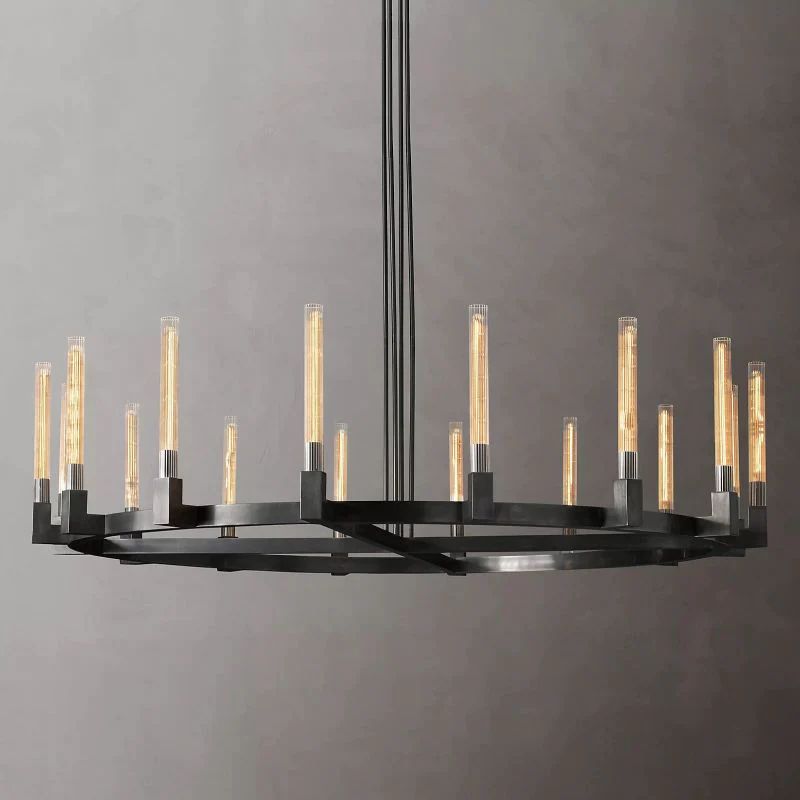 Amorra Glass Round Chandelier 72" For Living Room