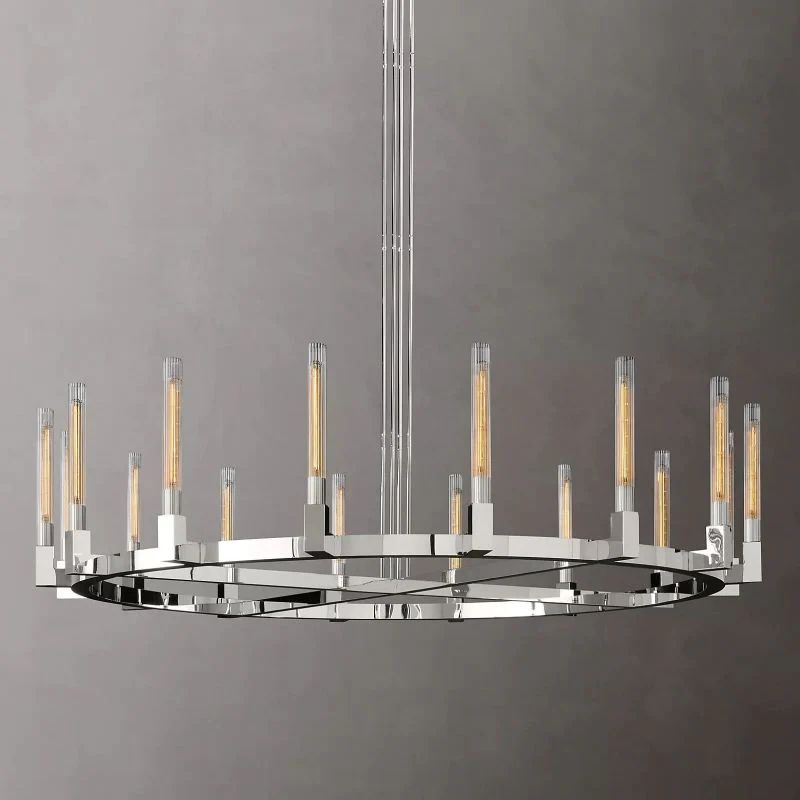Amorra Glass Round Chandelier 72" For Living Room