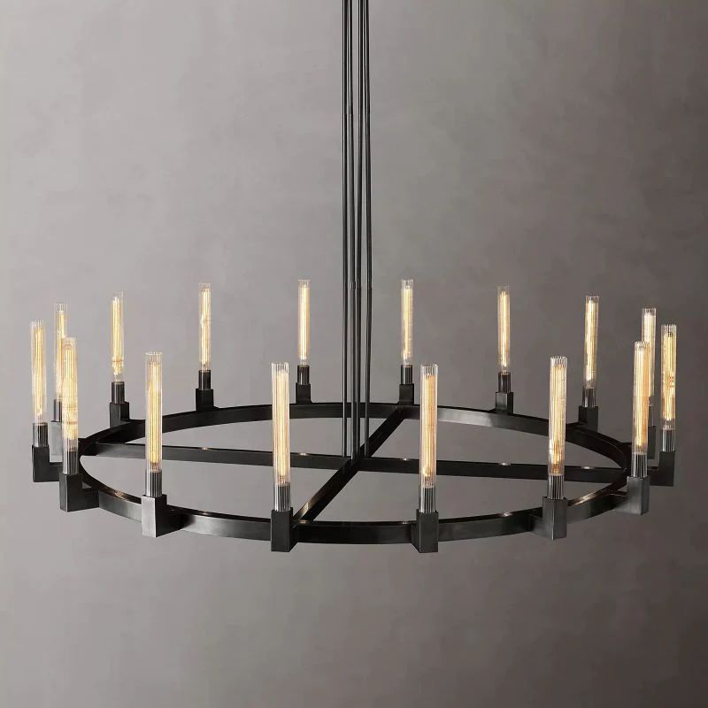 Amorra Glass Round Chandelier 72" For Living Room