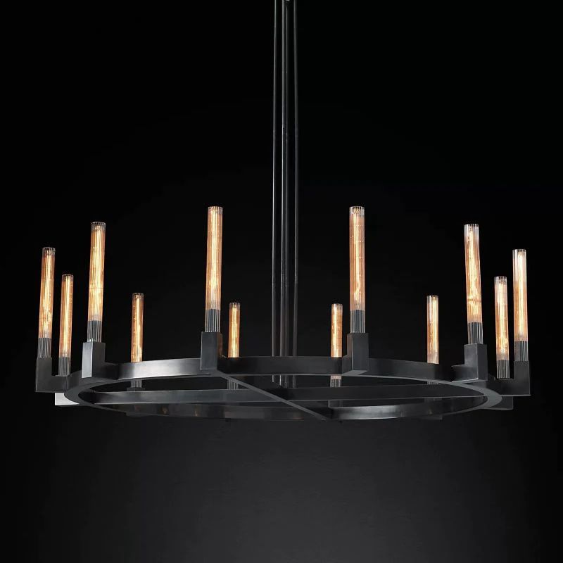 Amorra Glass Round Living Room Chandelier 60"