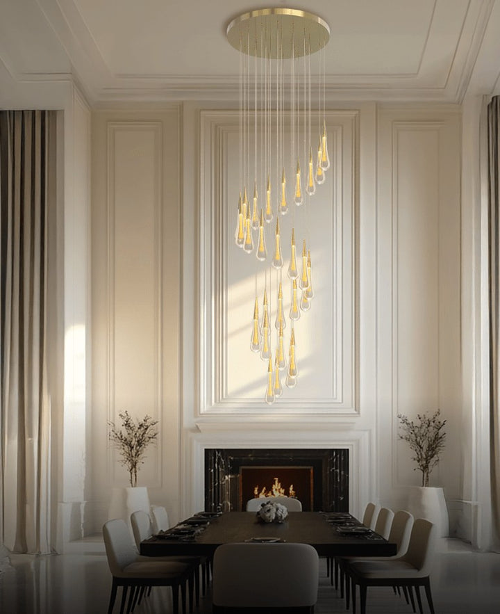 Amoy Multi-LED Glass Staircase Chandelier 36''D (customized)