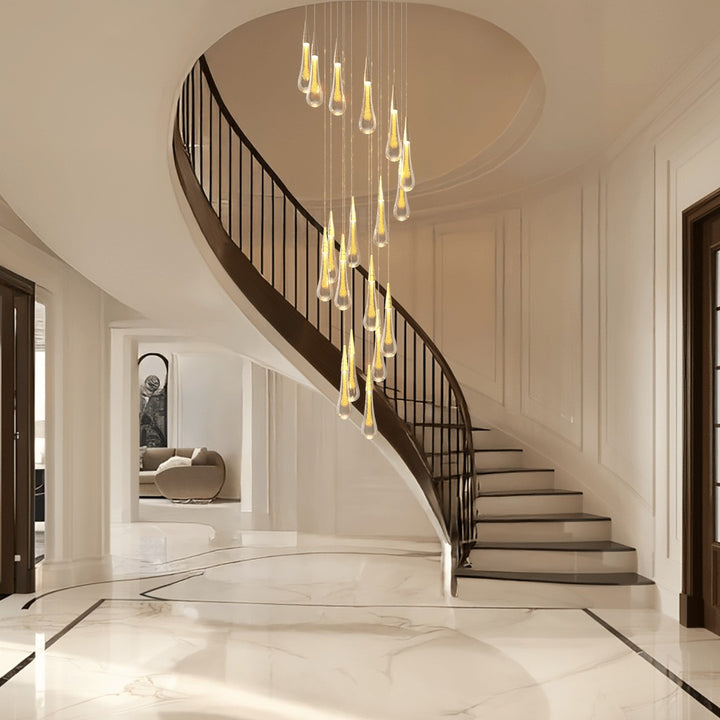 Amoy Multi-LED Glass Staircase Chandelier 36''D (customized)